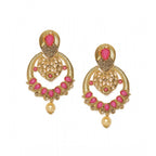 Women's Rose Gold Plated Alloy Earrings (Gold &amp; Pink)