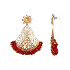 Women's Rose Gold Plated Alloy Earrings (Maroon)