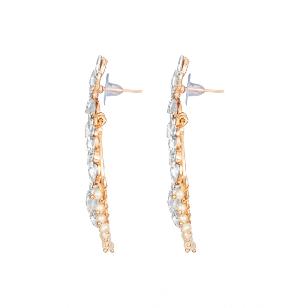 Women's Rose Gold Plated Alloy Earrings (White)