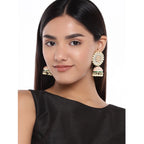 Women's Rose Gold Plated Alloy Earrings (White &amp; Orange)