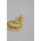 Women's Rose Gold Plated Alloy Earrings (Gold &amp; Green)