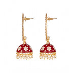 Women's Rose Gold Plated Alloy Earrings (Maroon)
