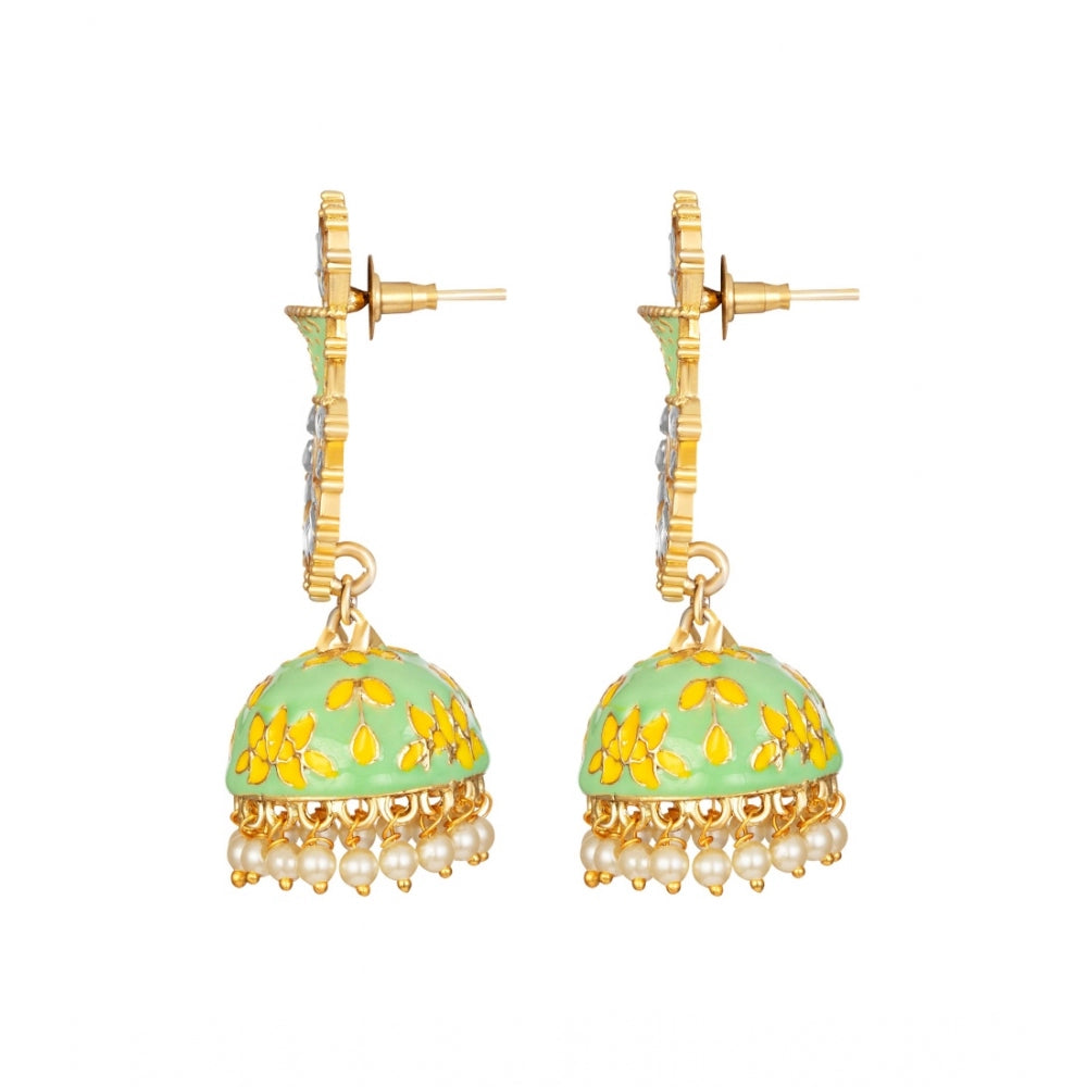 Women's Rose Gold Plated Alloy Earrings (Green)
