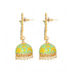 Women's Rose Gold Plated Alloy Earrings (Green)