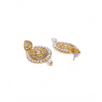 Women's Rose Gold Plated Alloy Kundan Earrings &amp; Mangtikka (White)