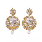 Women's Rose Gold Plated Alloy Kundan Earrings &amp; Mangtikka (White)