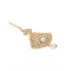 Women's Rose Gold Plated Alloy Kundan Earrings &amp; Mangtikka (White)