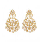 Women's Rose Gold Plated Alloy Kundan Earrings &amp; Mangtikka (White)