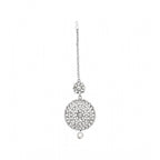 Women's Rose Gold Plated Alloy Kundan Earrings &amp; Mangtikka (White)