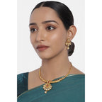 Women's Rose Gold Plated Alloy Necklace &amp; Earings Set (Red &amp; White)
