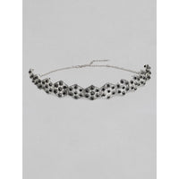 Women's Rose Gold Plated Alloy Choker (Silver &amp; Black)