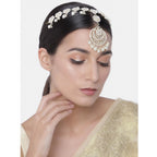 Women's Rose Gold Plated Alloy Matha Patti (White)