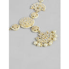 Women's Rose Gold Plated Alloy Matha Patti (White)