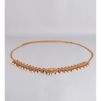 Women's Rose Gold Plated Alloy Hip Belt Kamarband (Red &amp; Green)