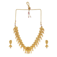 Women's Rose Gold Plated Alloy Necklace &amp; Earings Set (Gold)