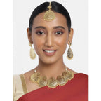Women's Rose Gold Plated Alloy Necklace &amp; Earings Set (Gold)