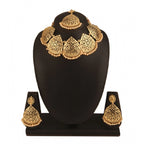 Women's Rose Gold Plated Alloy Necklace &amp; Earings Set (Gold)