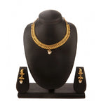 Women's Rose Gold Plated Alloy Necklace &amp; Earings Set (Gold)