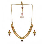 Women's Rose Gold Plated Alloy Necklace &amp; Earings Set (Green &amp; Red)