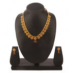 Women's Rose Gold Plated Alloy Necklace &amp; Earings Set (Green &amp; Red)
