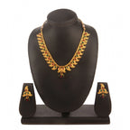 Women's Rose Gold Plated Alloy Necklace &amp; Earings Set (Green &amp; Red)