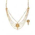 Women's Rose Gold Plated Alloy Necklace &amp; Earings Set (Gold)