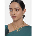 Women's Rose Gold Plated Alloy Necklace &amp; Earings Set (Gold)