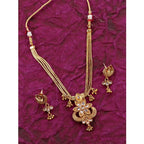 Women's Rose Gold Plated Alloy Necklace &amp; Earings Set (Gold)