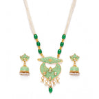 Women's Rose Gold Plated Alloy Necklace &amp; Earings Set (Green)