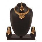Women's Rose Gold Plated Alloy Necklace &amp; Earings Set (Gold)