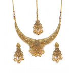 Women's Rose Gold Plated Alloy Necklace &amp; Earings Set (Gold)