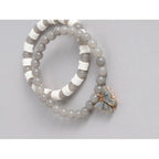 Women's Rose Gold Plated Brass Pendant Chain With Beaded Bracelet (Grey)