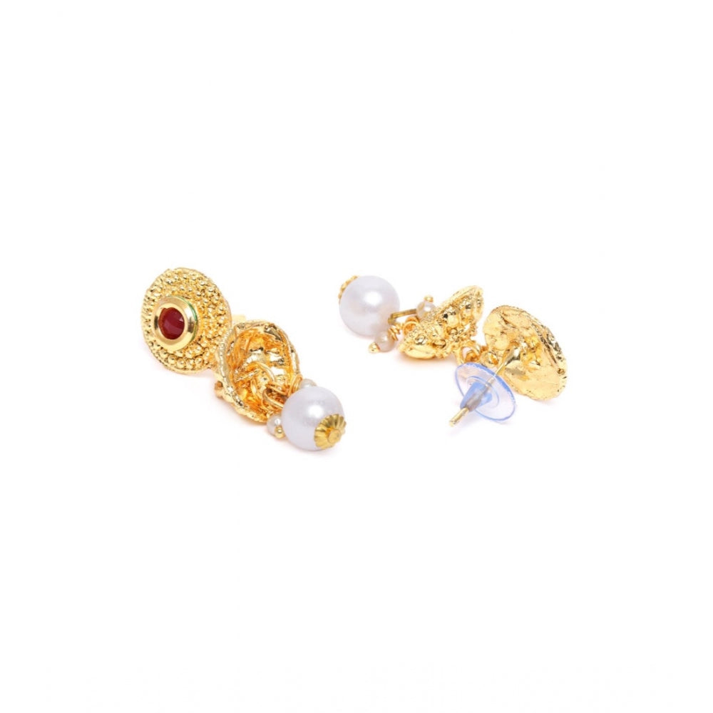 Women's Rose Gold Plated Alloy Necklace &amp; Earings Set (Gold)