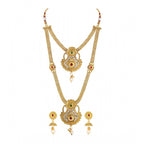 Women's Rose Gold Plated Alloy Necklace &amp; Earings Set (Gold)