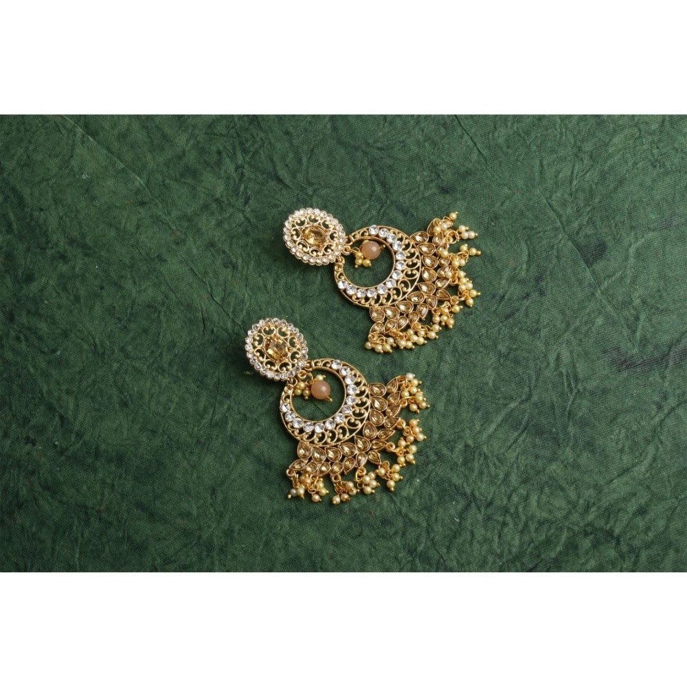 Women's Rose Gold Plated Alloy Earrings (Gold)