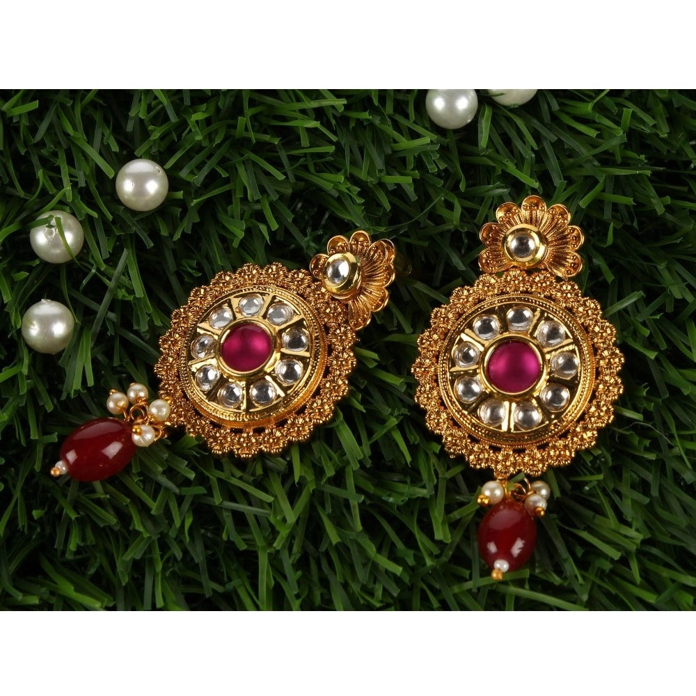 Women's Rose Gold Plated Alloy Earrings (Gold)