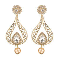 Women's Rose Gold Plated Alloy Earrings (White)