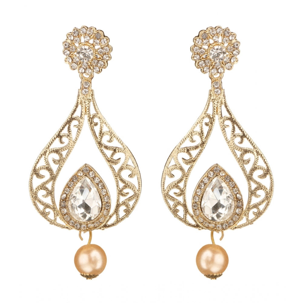 Women's Rose Gold Plated Alloy Earrings (White)