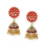 Women's Rose Gold Plated Alloy Earrings (Red)