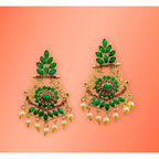 Women's Rose Gold Plated Alloy Earrings (Green)