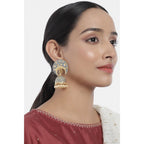 Women's Rose Gold Plated Alloy Earrings (Gold &amp; Grey)
