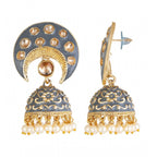 Women's Rose Gold Plated Alloy Earrings (Gold &amp; Grey)