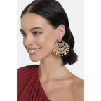 Women's Rose Gold Plated Alloy Earrings (Orange)