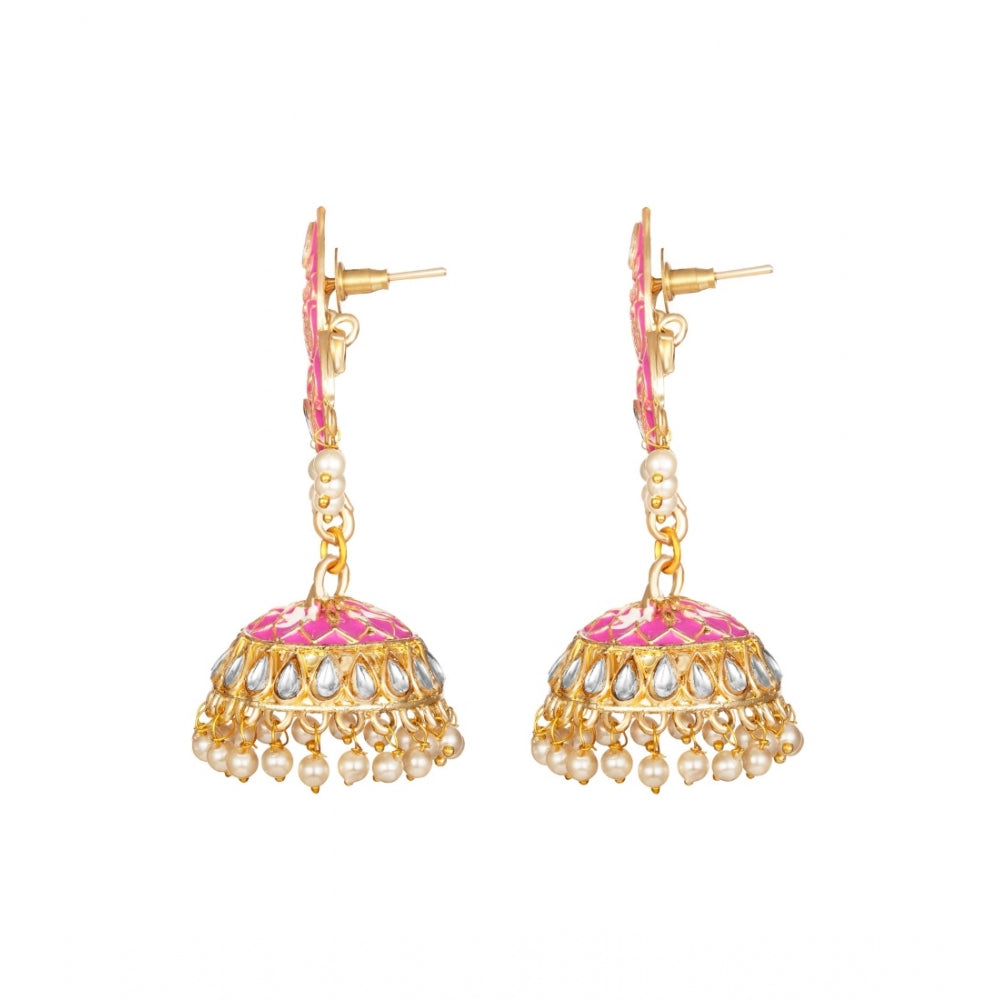 Women's Rose Gold Plated Alloy Earrings (Pink)