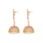 Women's Rose Gold Plated Alloy Earrings (Pink)