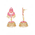 Women's Rose Gold Plated Alloy Earrings (Pink)