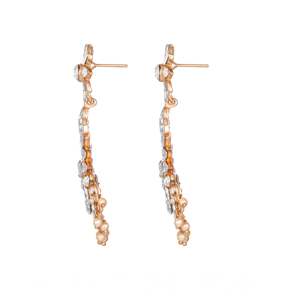 Women's Rose Gold Plated Alloy Earrings (White)
