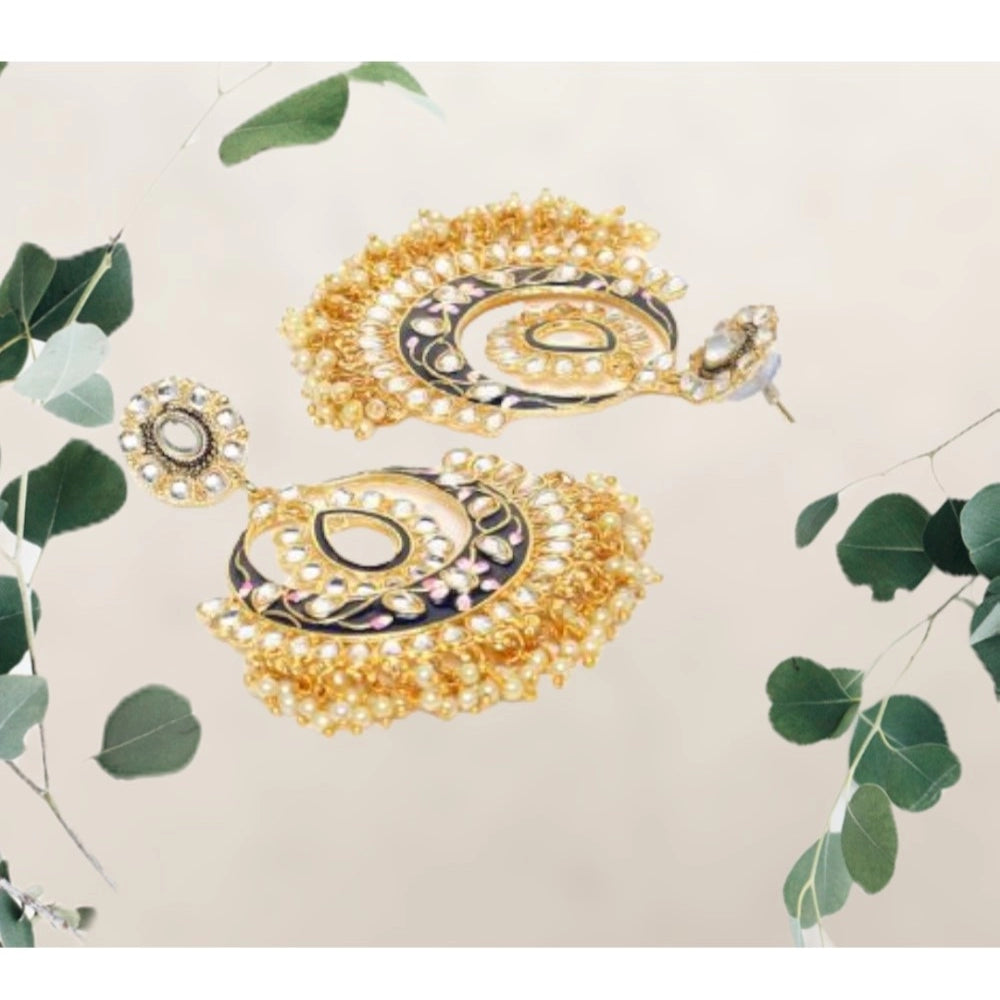 Women's Rose Gold Plated Alloy Earrings (White)