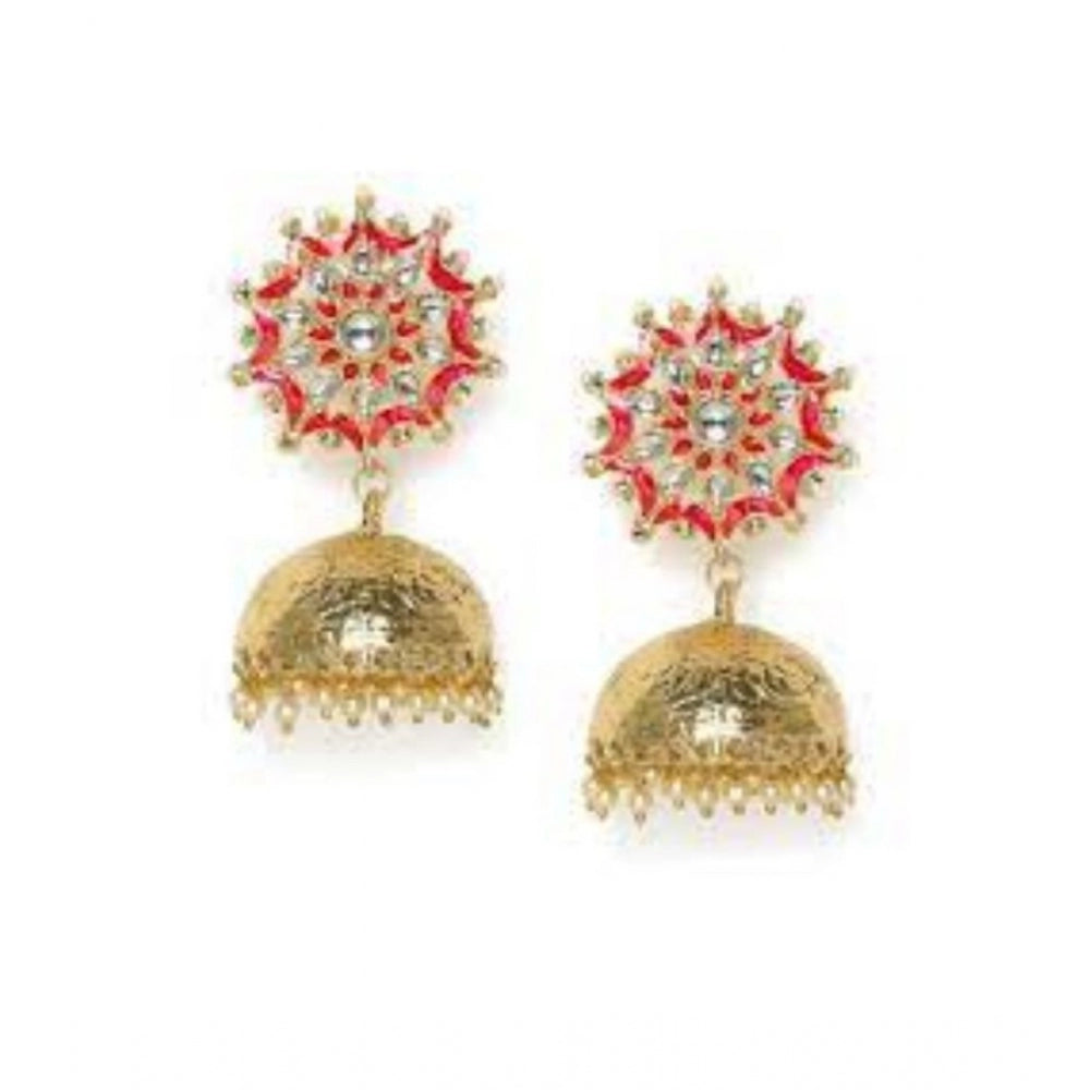 Women's Rose Gold Plated Alloy Earrings (Red)