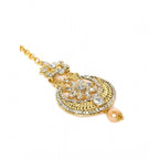 Women's Rose Gold Plated Alloy Kundan Earrings &amp; Mangtikka (White)